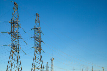 Wall Mural - Electrical substation on the sunset or sunrise background