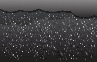Wall Mural - heavy rain in dark sky, vector background
