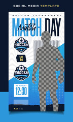 Wall Mural - Soccer sports match day banner flyer for social media story or post