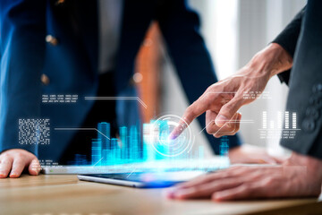 Wall Mural - smart city digital world, future sustainable iot city metaverse future technology ai artificial inte