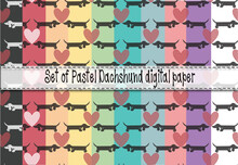 Set Of Pastel Dachshund Digital Peper/pattern