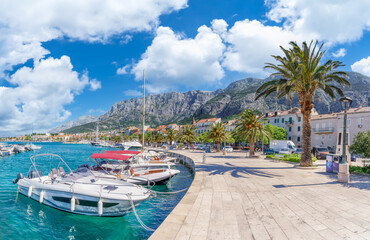 Wall Mural - landscape with makarska town, dalmatian coast, croatia