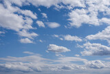 Fototapeta Niebo - Cumulus white clouds floating on blue sky in beautiful morning