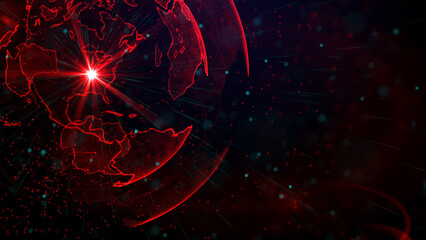 Digital red planet of Earth, 3D animation