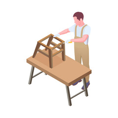 Canvas Print - Stool Assembly Worker Composition