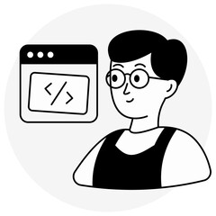 Unique design icon of web programmer