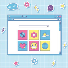 Wall Mural - a browser window with a search bar. retro style user interface. aesthetics of an old computer. templ