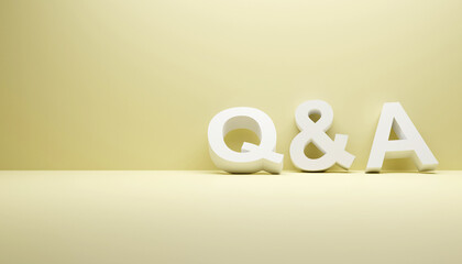 Questions and Answers concept. 3d render illustration of word Q & A.