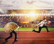 © alphaspirit - Businessman slow like a snail runs fast thanks to rockets