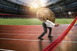 © alphaspirit - Businessman runs slow like a snail in a runner race