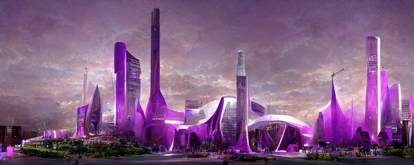 Wall Mural - virtual metaverse city concept as a future concept