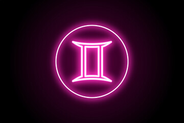 astrology horoscope zodiac gemini glowing neon sign icon