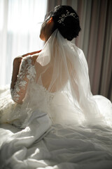 Wall Mural - Bride in the morning during wedding preparations