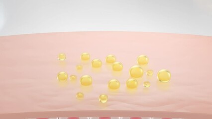 Wall Mural - cosmetic serum oil drop on skin cell, skin repair, moisturizer, collagen serum, advertising backgrou
