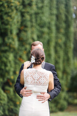 Wall Mural - Bride and groom on their wedding day