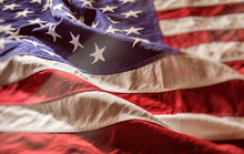 USA Flag Close Up. US Of America National Holiday Celebrate Background.