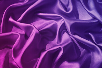 Wall Mural - Silk satin. Dark purple pink magenta background. Gradient. Colorful background with space for design. Wavy folds. Shiny fabric. Valentine, Mother's day, romance.