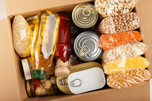 Survival Set Of Nonperishable Foods In Carton Box
