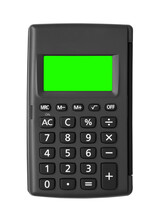 Empty Black Calculator And Blank Calculation To White Frame And Green Screen Display To Small Button Or Mini Pocket For Calculate With Office Tool On White Background Isolated Included Clipping Path