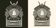 Military Forces Vintage Monochrome Logotype
