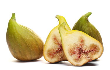 Wall Mural - Fresh ripe half figs isolated on white 