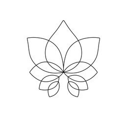 Wall Mural - Vector isolated Om symbol Lotus flower tattoo. Neat lotus line symbol