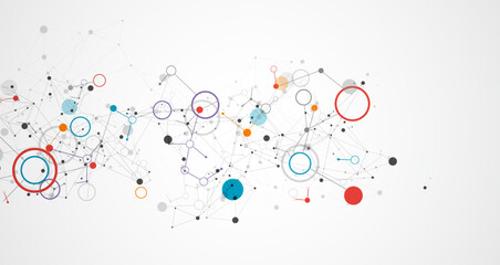 Template for science and technology presentation. Plexus style background.