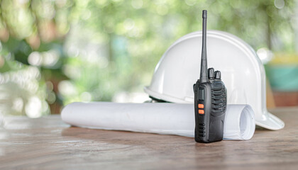 radio transmitter on wooden table