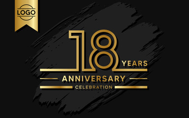 Wall Mural - 18 year anniversary celebration design template. vector template illustration