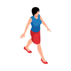 Wall Mural - Walking Woman Isometric Composition