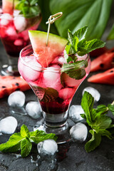 Wall Mural - Refreshing summer drink with watermelon and mint