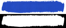 Blue Stroke Of Paint Brush Texture Isolated On White Background With Clipping Mask (alpha Channel) For Quick Isolation.