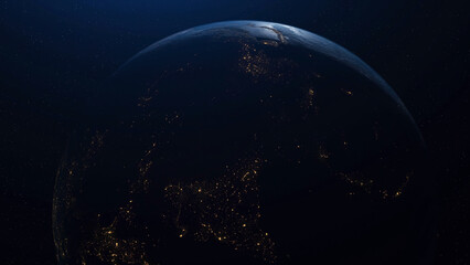 Wall Mural - abstraction of realistic world globe spinning slowly animation. animation. planet earth from space. 