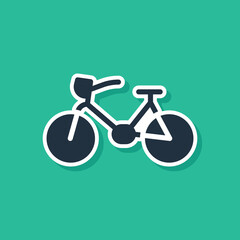 Sticker - Blue Bicycle icon isolated on green background. Bike race. Extreme sport. Sport equipment. Vector