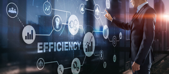 Wall Mural - efficiency. businessman presses the inscription on the virtual screen