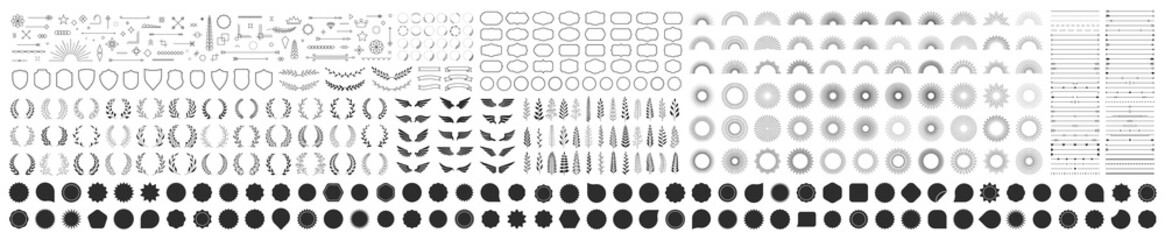 Wall Mural - set of 400 design elements. wreath, frames, calligraphic, swirls divider, laurel leaves, ornate, awa