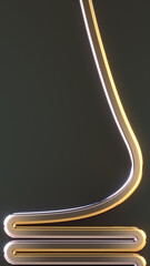 Fototapete - Colored liquid squiggly stream of thin silver and gold lines on a dark gray background 3d rendering digital illustration