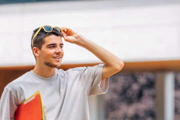 Wall Mural - student with books back to school