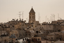 View Of Houses, Roofs And Antennas Of The Old City Of Jerusalem