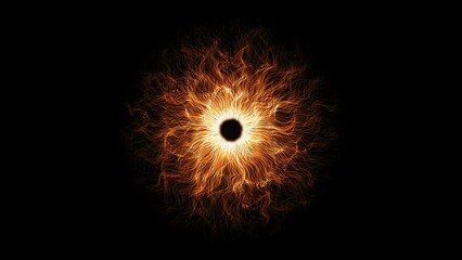 Wall Mural - eye iris from flowing wavy particles and trails, rays. seamless loop motion background.