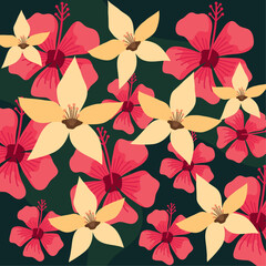 Sticker - red and beige flowers pattern