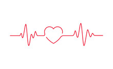 Concept Heartbeat Pulse With Heart Outline Style With Editable Stroke Vector Illustration Isolated