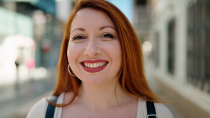 Poster - Young redhead woman smiling confident standing at street