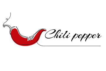 Continuous one line drawing of chili pepper. Modern style vector illustration on isolated background.