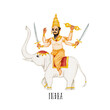 インド神話 神 インドラ 帝釈天　水彩 イラスト