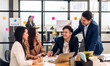 © Art_Photo - Group of asian business meeting and discussing strategy startup project analysis finance process.Success business people work plan and brainstorm marketing idea with laptop in office.Teamwork