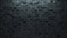 Futuristic, Concrete Wall Background With Tiles. Square, Tile Wallpaper With Polished, 3D Blocks. 3D Render