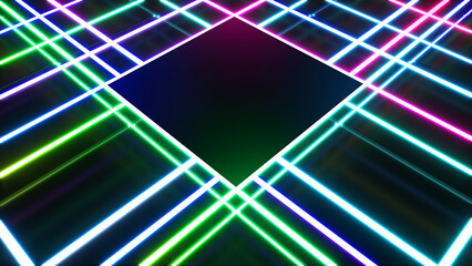 Wall Mural - Abstract background square shape laser multicolored,geometric background,3d rendering