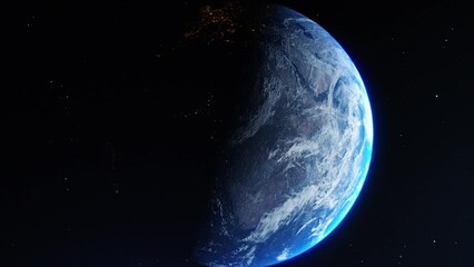 Wall Mural - Earth Rotate From Space, 3D Animation of Globe, Sunrise From Space, Abstract Background 4k