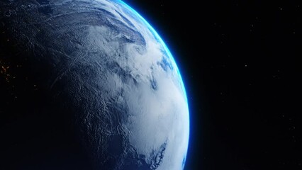 Wall Mural - Earth Rotate From Space, 3D Animation of Globe, Sunrise From Space, Abstract Background 4k